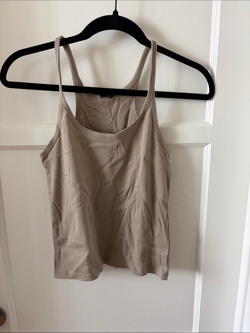 Massimo Dutti Beige Slim Scoop Neck Tank